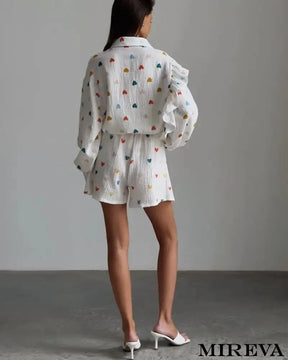 Conjunto Feminino Casual Estampa De Amor