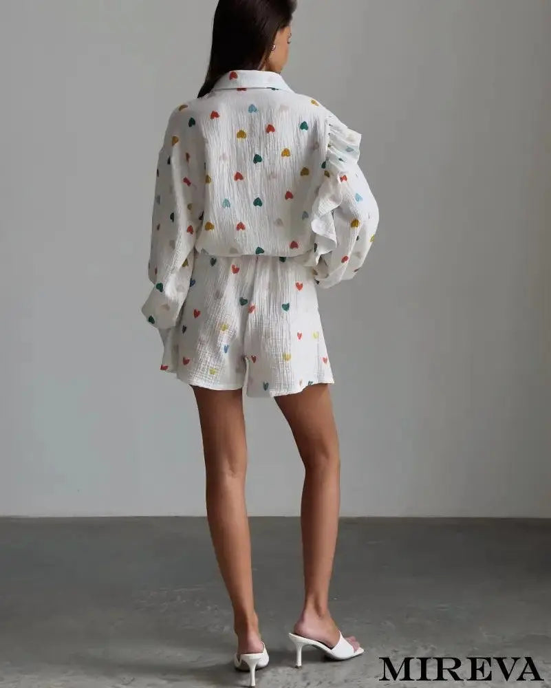 Conjunto Feminino Casual Estampa De Amor