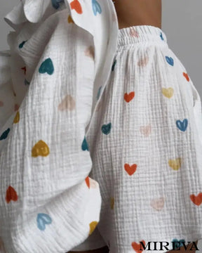 Conjunto Feminino Casual Estampa De Amor