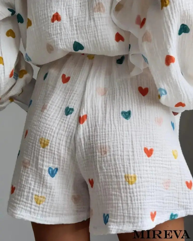Conjunto Feminino Casual Estampa De Amor