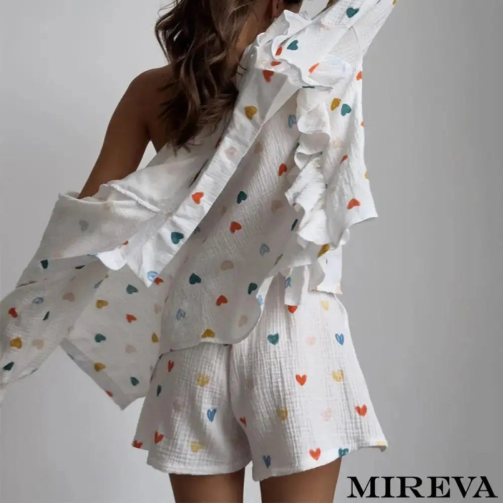 Conjunto Feminino Casual Estampa De Amor