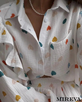 Conjunto Feminino Casual Estampa De Amor