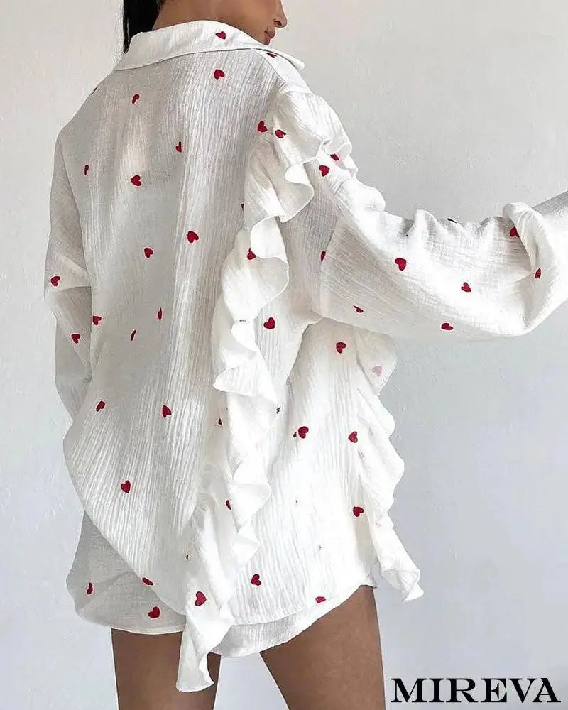 Conjunto Feminino Casual Estampa De Amor
