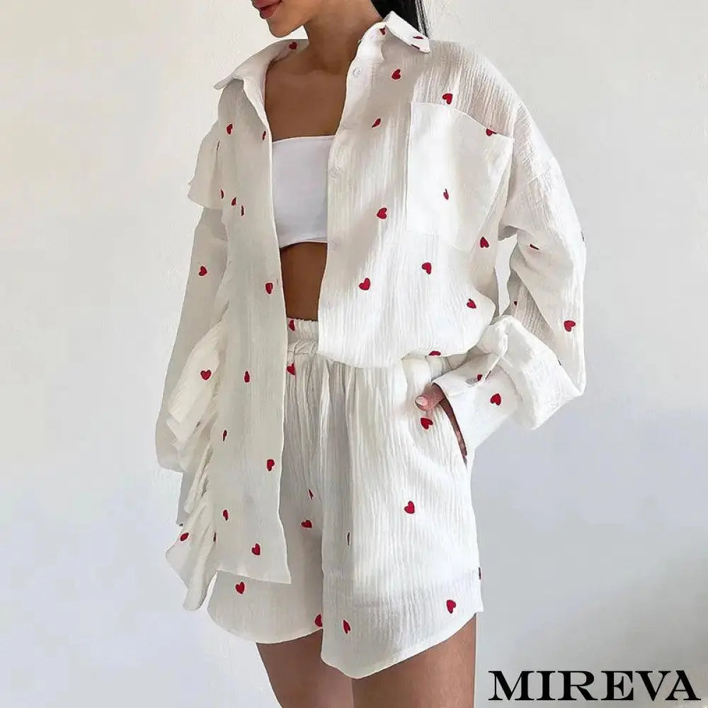 Conjunto Feminino Casual Estampa De Amor