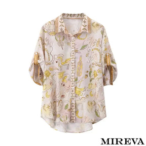 Conjunto Feminino Chique De Duas Peças Com Estampas Graffiti Unicórnio