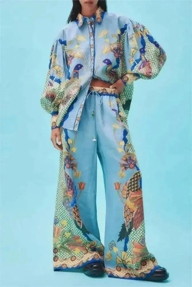 Conjunto Feminino De 2 Peças Phoenix Artes Azul / P