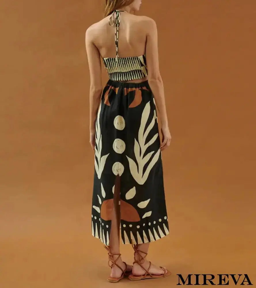 Conjunto Feminino De Duas Peças Com Estampa Floral Exótica