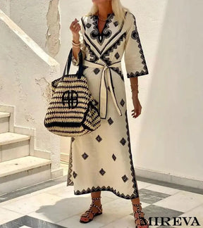 Kaftan Com Impressão De Borda Barroca