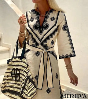 Kaftan Com Impressão De Borda Barroca