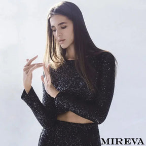 Saia Longa Lantejoulas Top Preto / P Saia