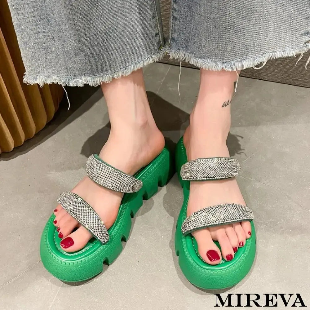 Sandália Feminina Plataforma Sorina Verde / 35 Sandália Plataforma