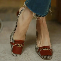 Sapato Feminino Xadrez Vintage Marrom / 35 Sapato Salto Médio