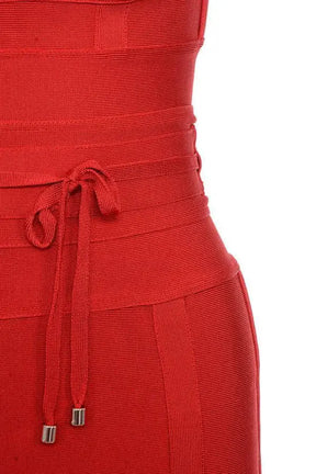 BEAUKEY Fashion Yellow Sexy V Neck Bandage Dresses Women Spaghetti Strap Belt Sashes Dress Khaki Party Club Vestidos Bodycon XL - Loja Mireva