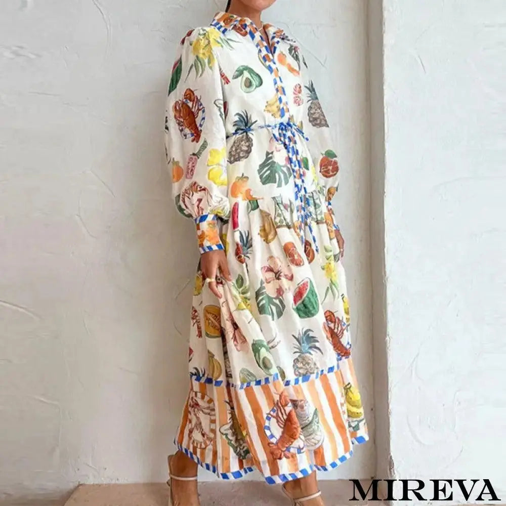 Vestido Abotoado Com Estampa Graffiti