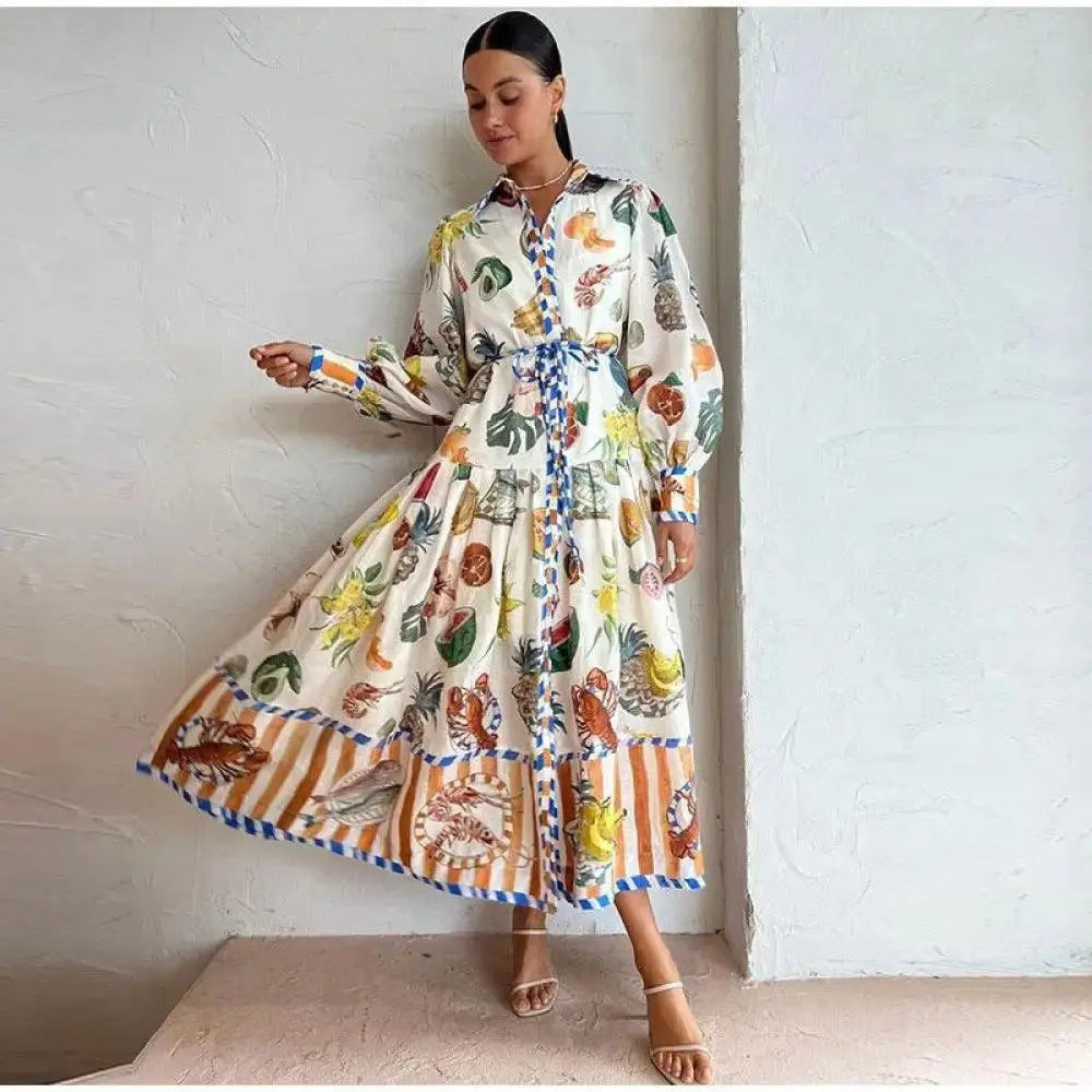 Vestido Abotoado Com Estampa Graffiti P