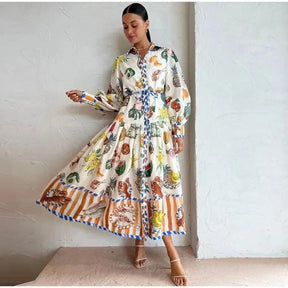 Vestido Abotoado Com Estampa Graffiti P