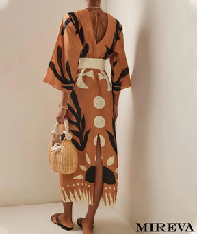 Vestido Envolvente Estampado Floral Exótico