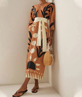 Vestido Envolvente Estampado Floral Exótico Laranja / P