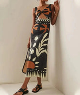 Vestido Estampado Floral Exótico Preto / P