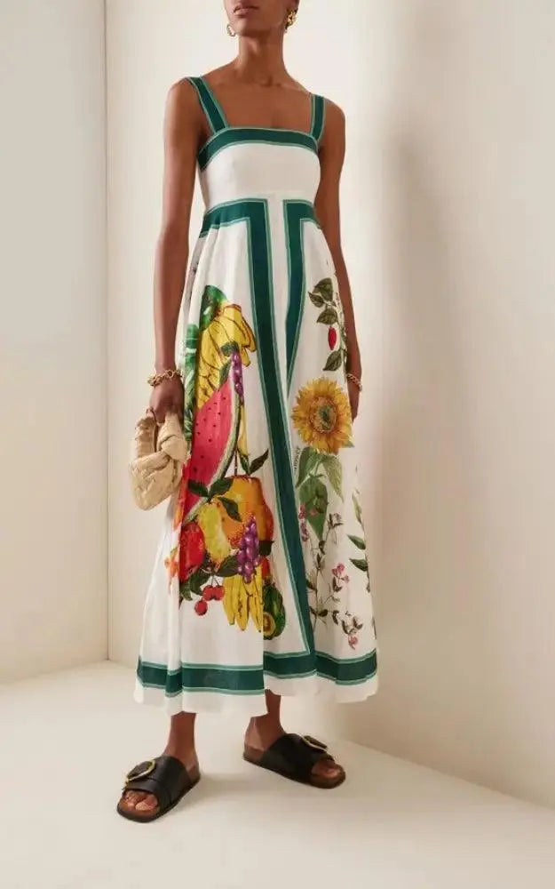 Vestido Longuete Com Pintura Branco / P