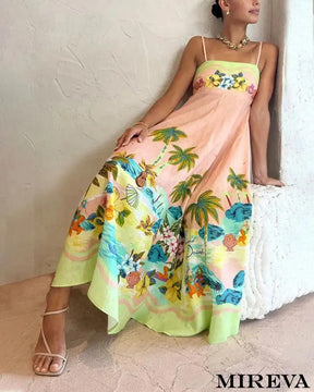 Vestido Midi Estampado Férias